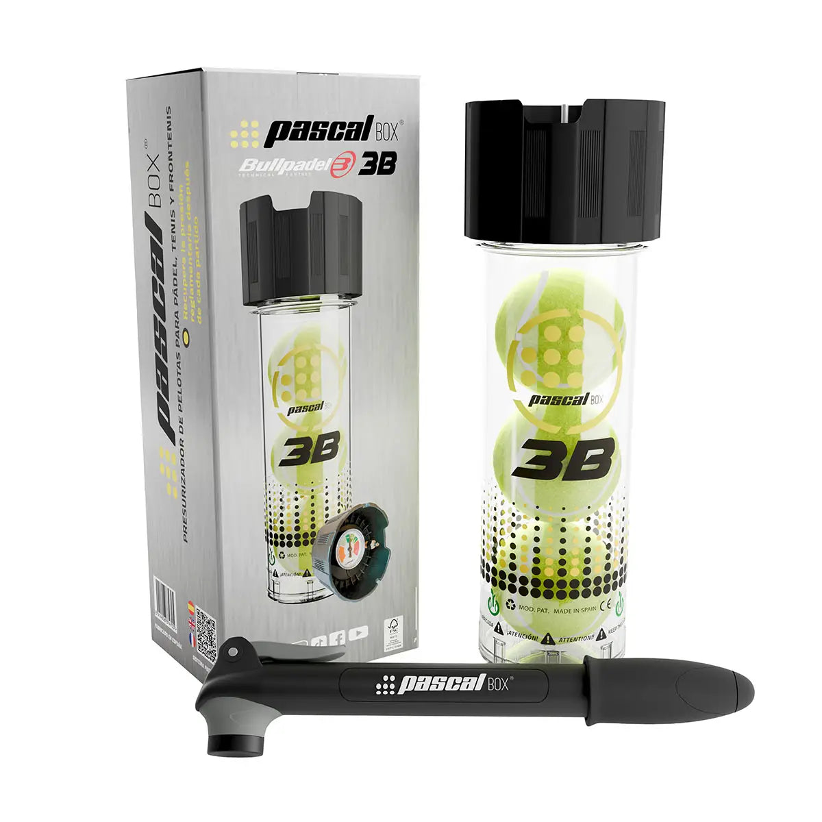 Bullpadel Pascal Box 3B – Прессуризатор для мячей для падель (3 мяча)